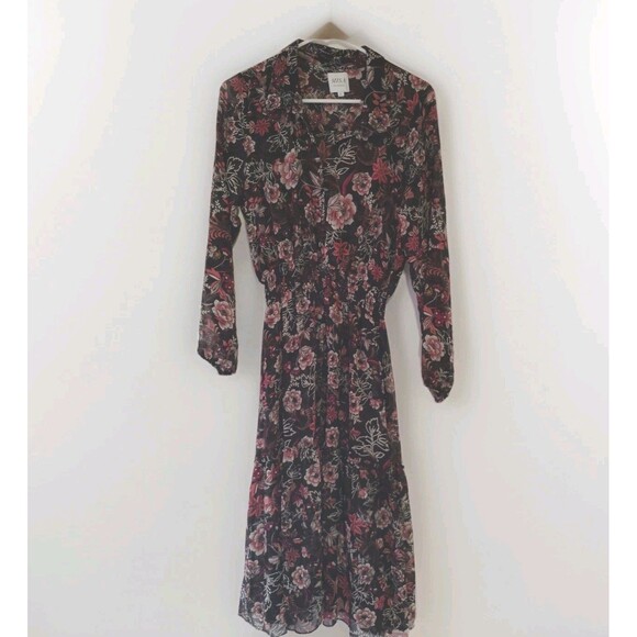 Misa women's Mayli floral midi Dress button down whimsical cottagecore boho L - Picture 1 of 6